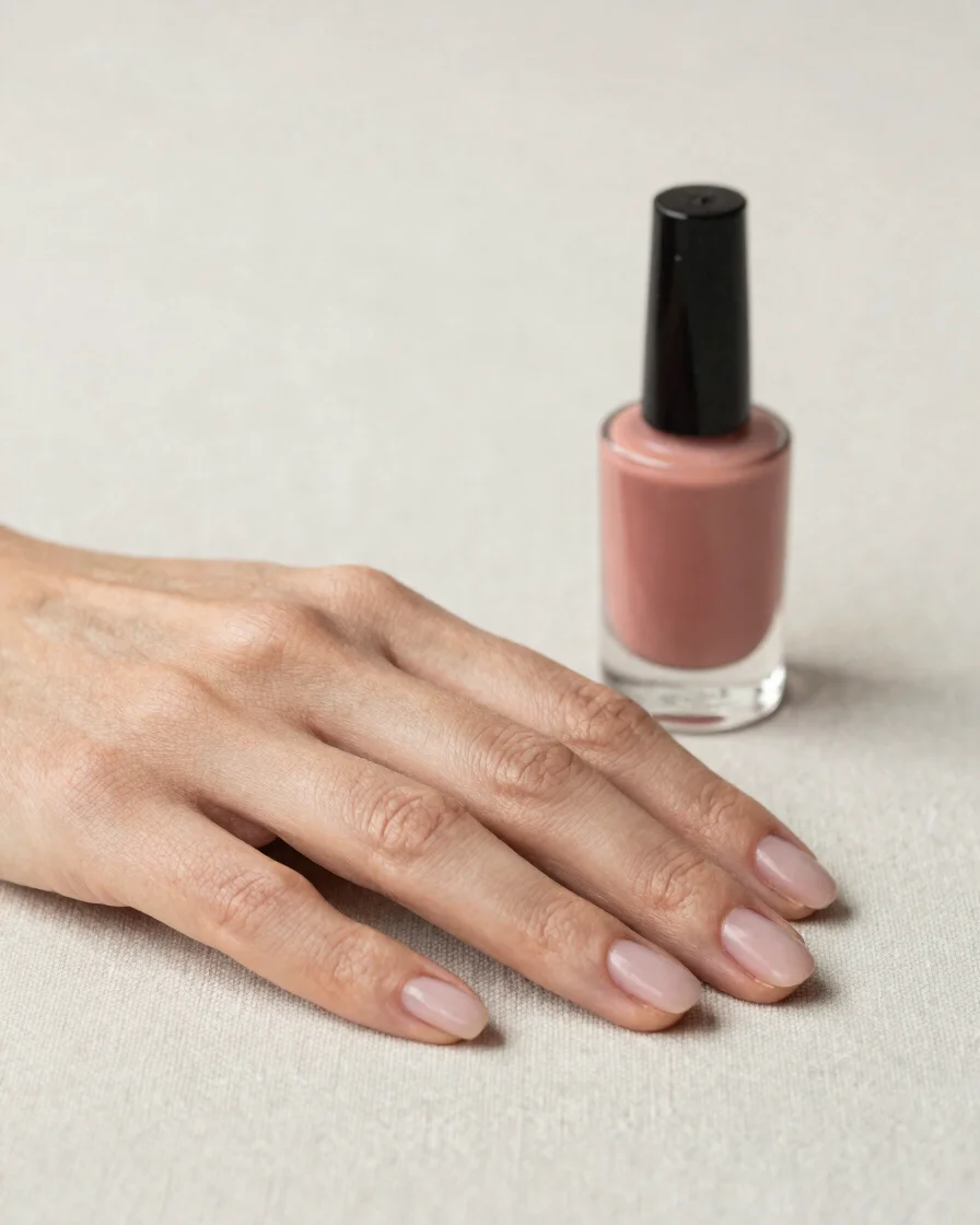 Pink nail polish with a soft pink manicure